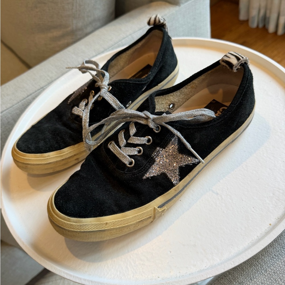 Golden Goose Black and Silver Star Sneakers